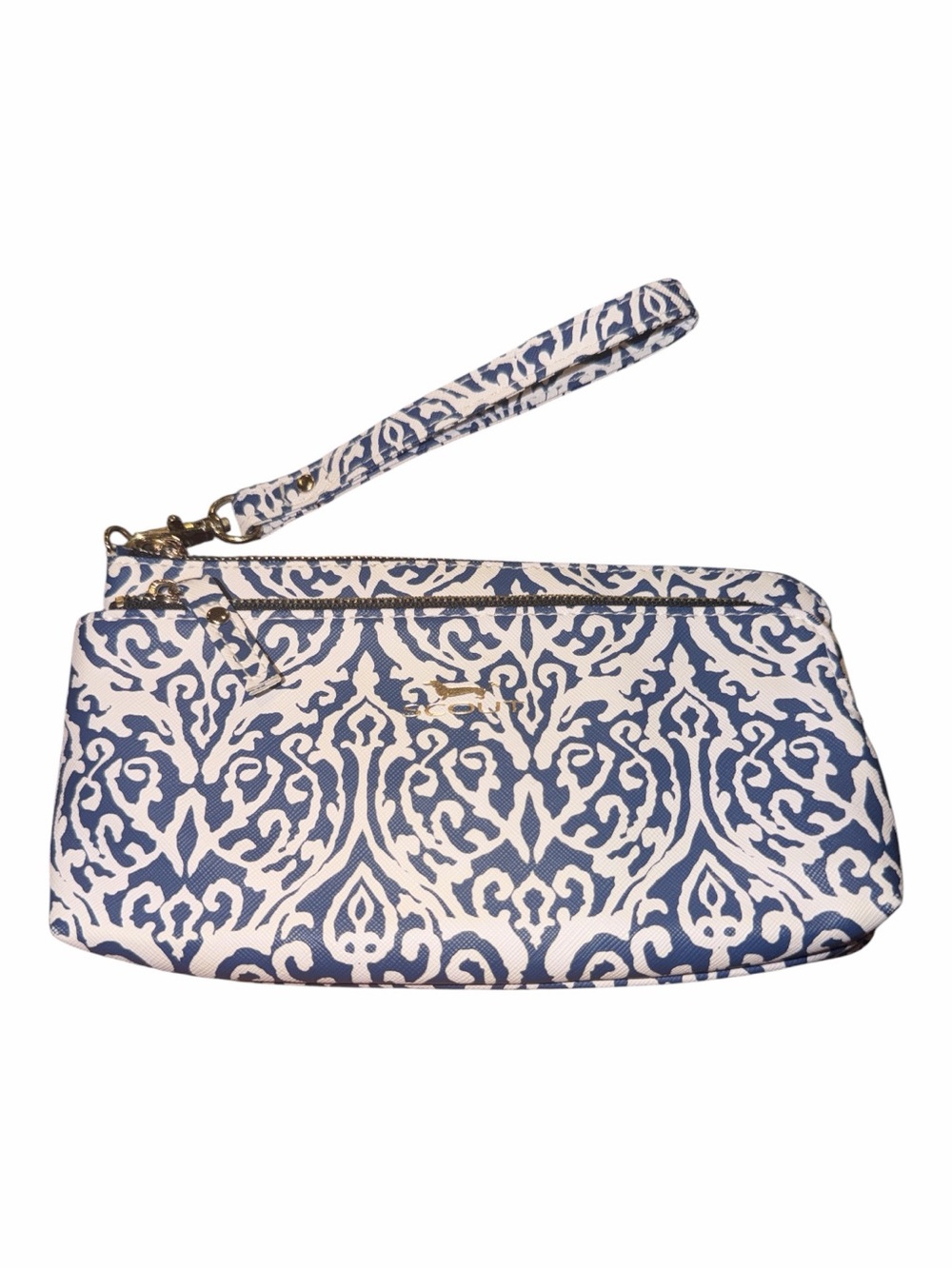 Scully Navy and White Damask Wristlet Clutch